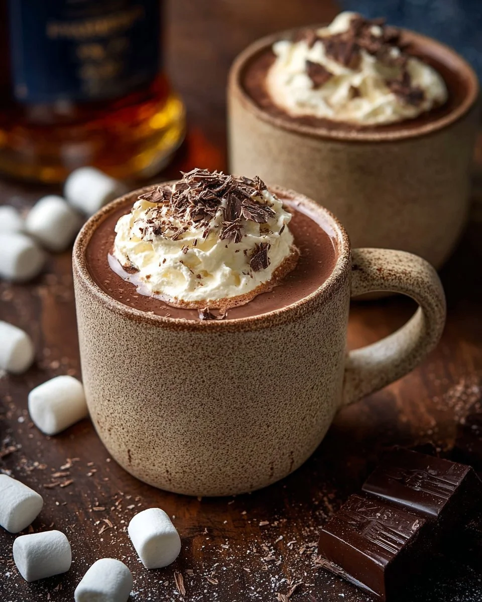 Delicious Bad Santa Hot Chocolate topped with whipped cream and festive decorations