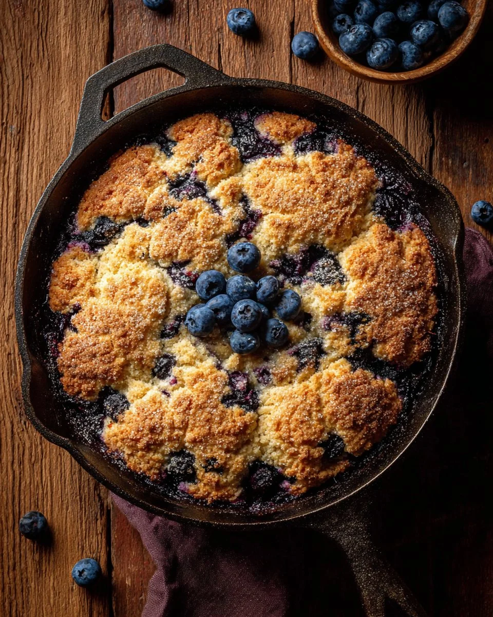 Freshly baked blueberry biscuits topped with cinnamon sugar