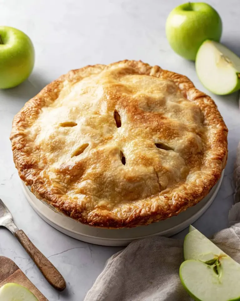 Delicious Bourbon Apple Pie with golden crust and apple filling