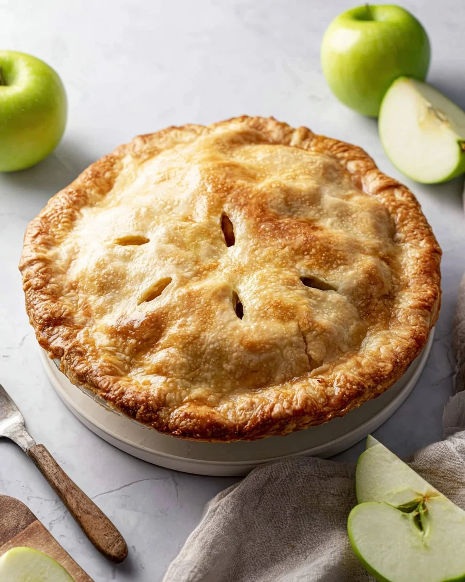 Delicious Bourbon Apple Pie with golden crust and apple filling