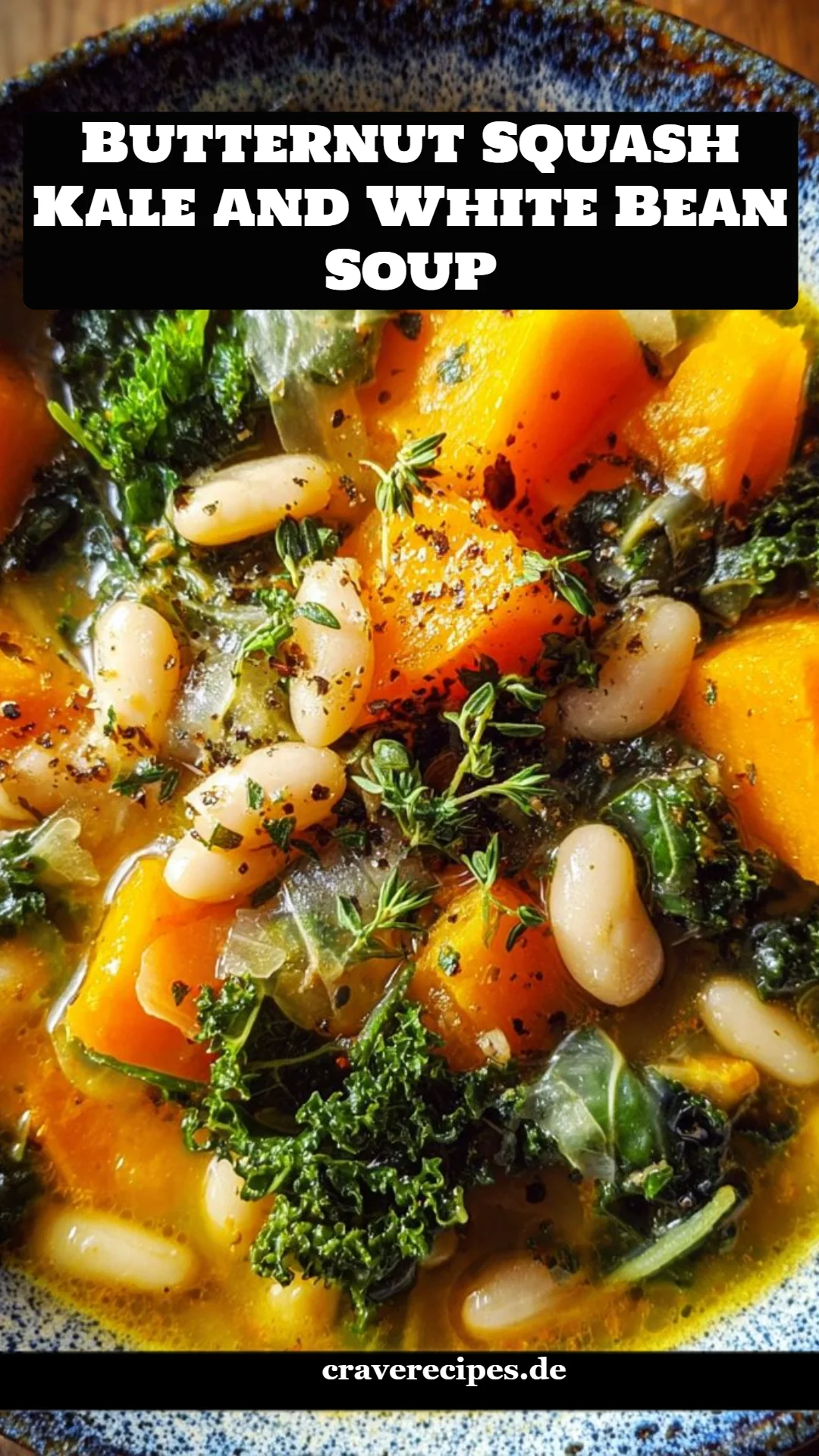 Butternut Squash Kale and White Bean Soup
