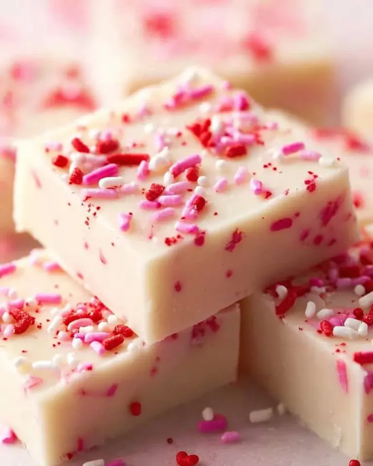 Delicious cake batter fudge with colorful sprinkles