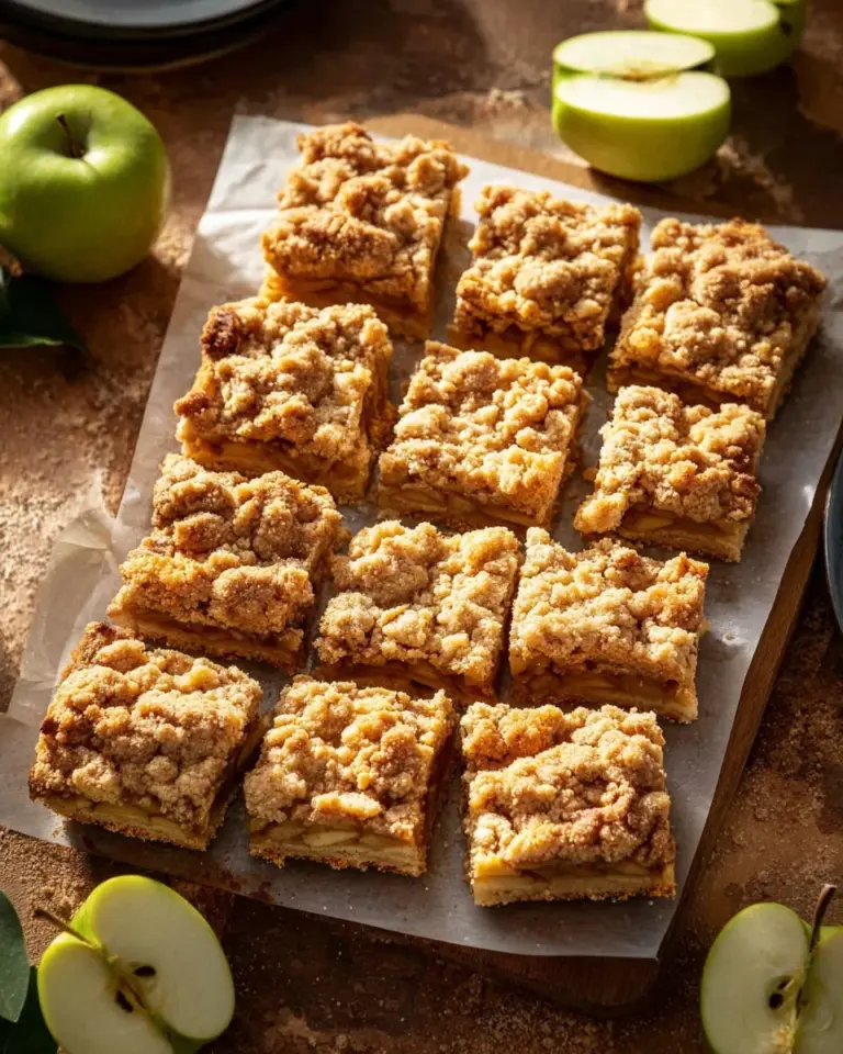 Delicious Caramel Apple Cheesecake Bars topped with caramel drizzle and apple slices.