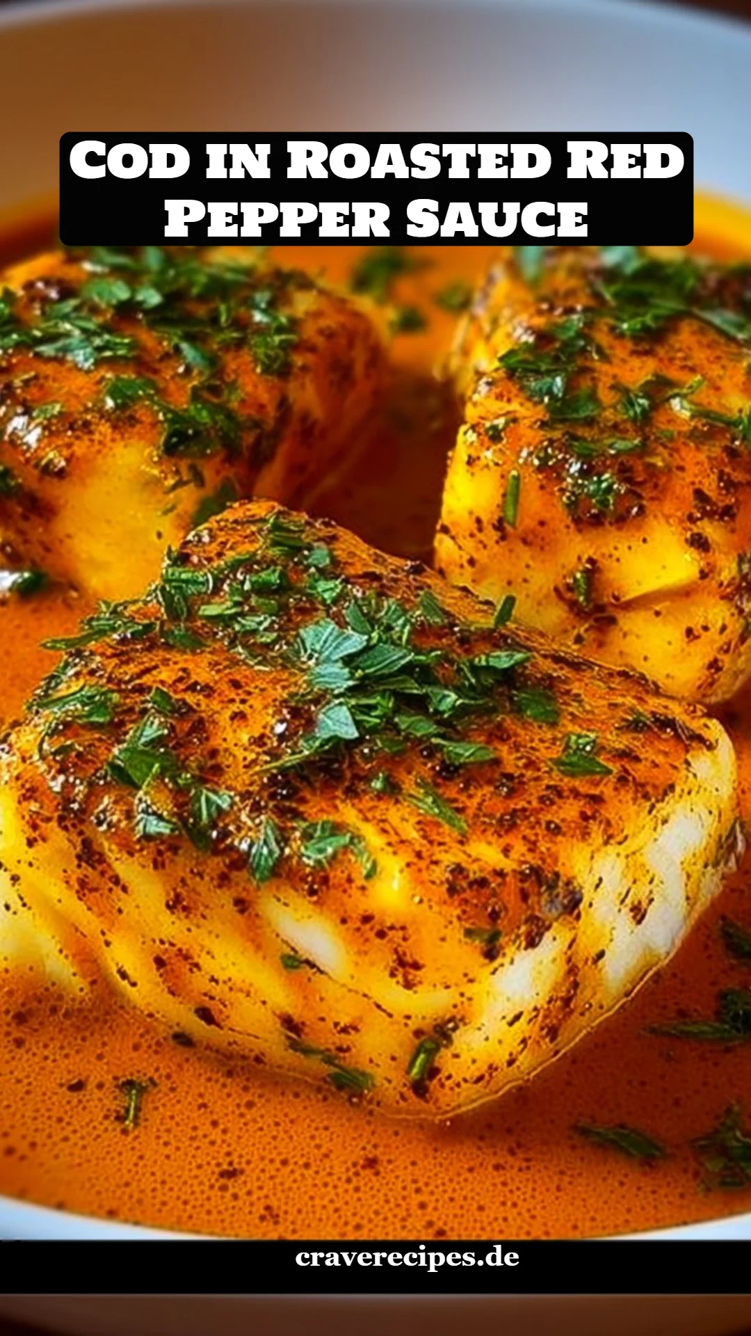 Cod in Roasted Red Pepper Sauce
