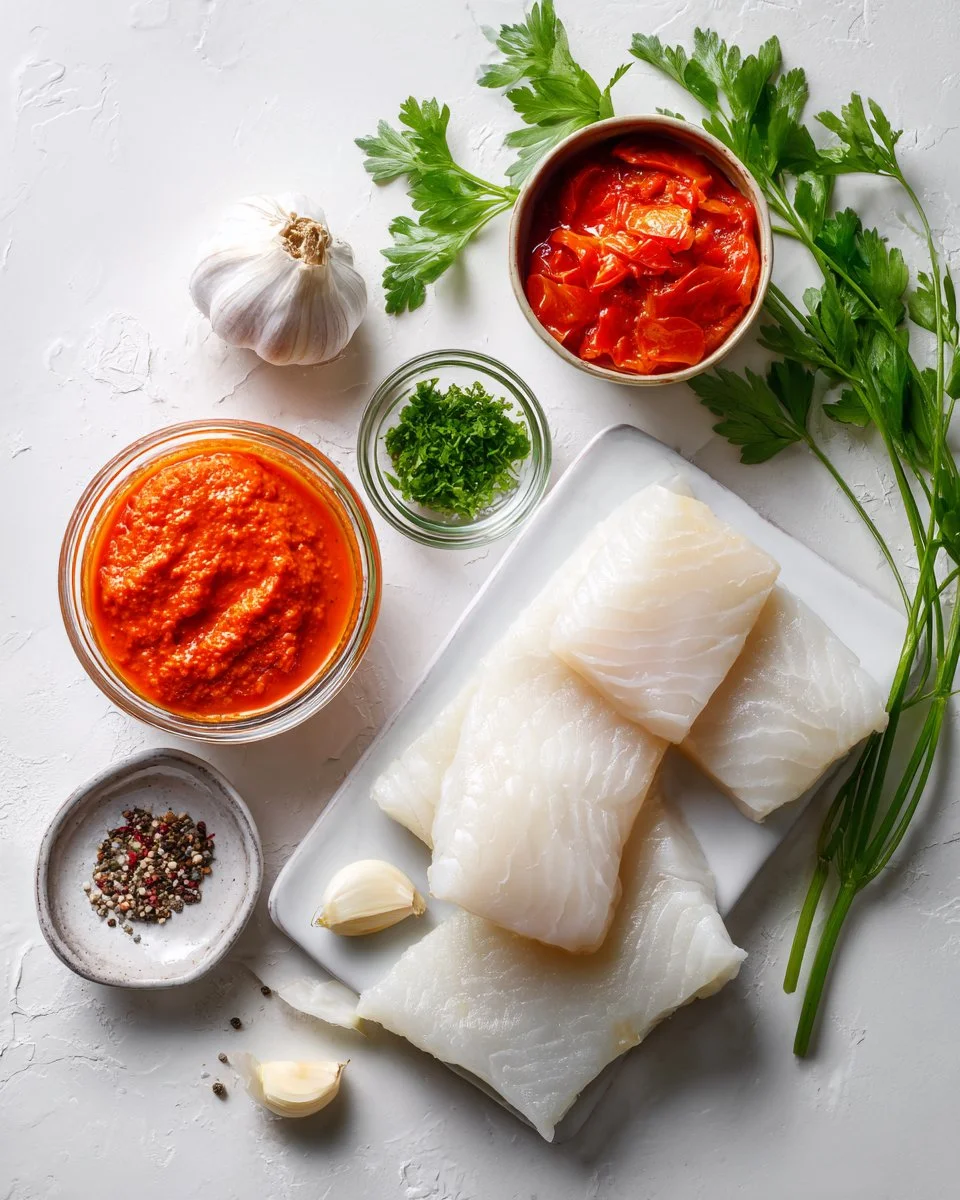 Cod in Roasted Red Pepper Sauce