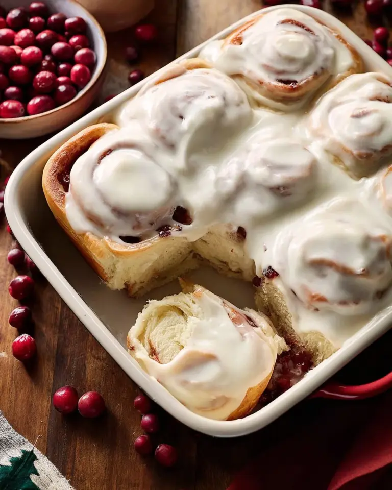 Freshly baked cranberry orange sweet rolls on a plate