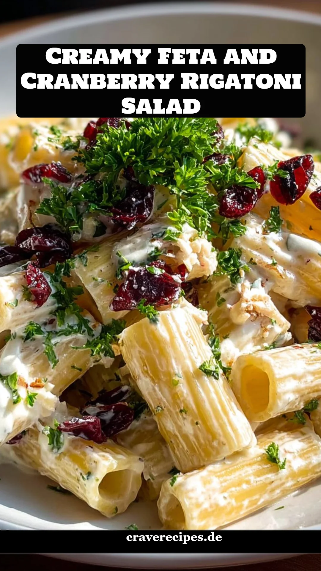 Creamy Feta and Cranberry Rigatoni Salad