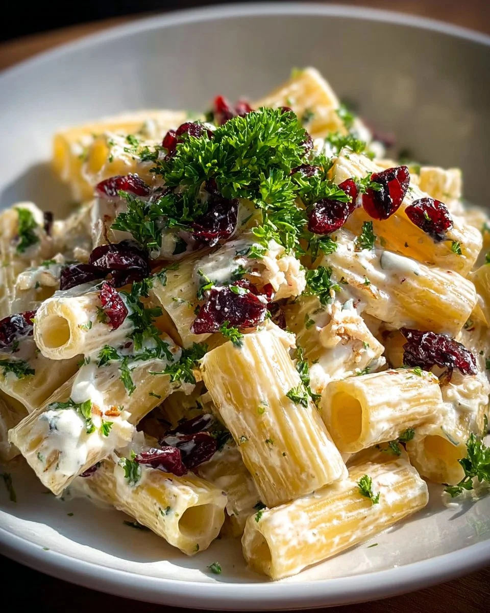 Creamy Feta and Cranberry Rigatoni Salad