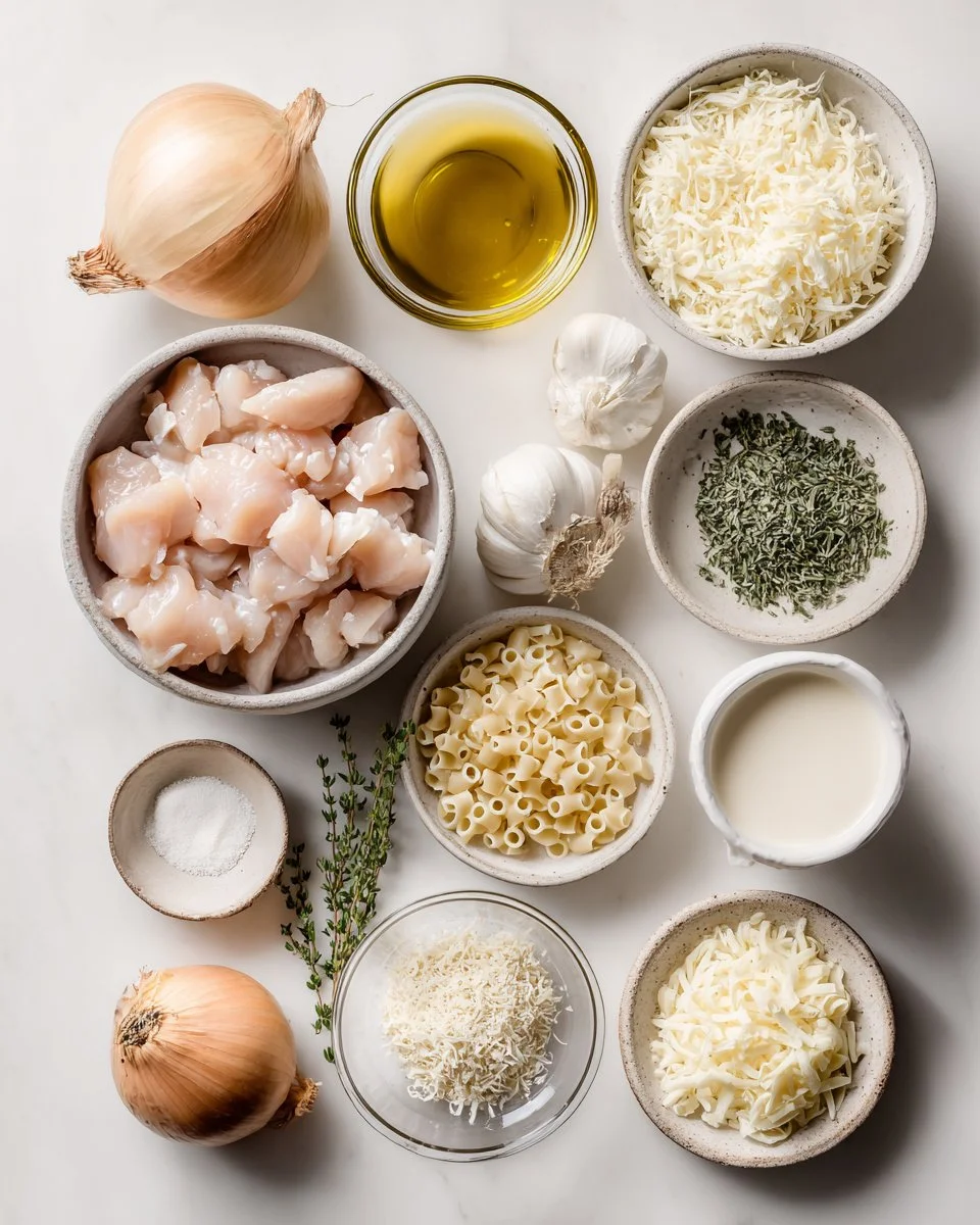Creamy French Onion Chicken Orzo Casserole