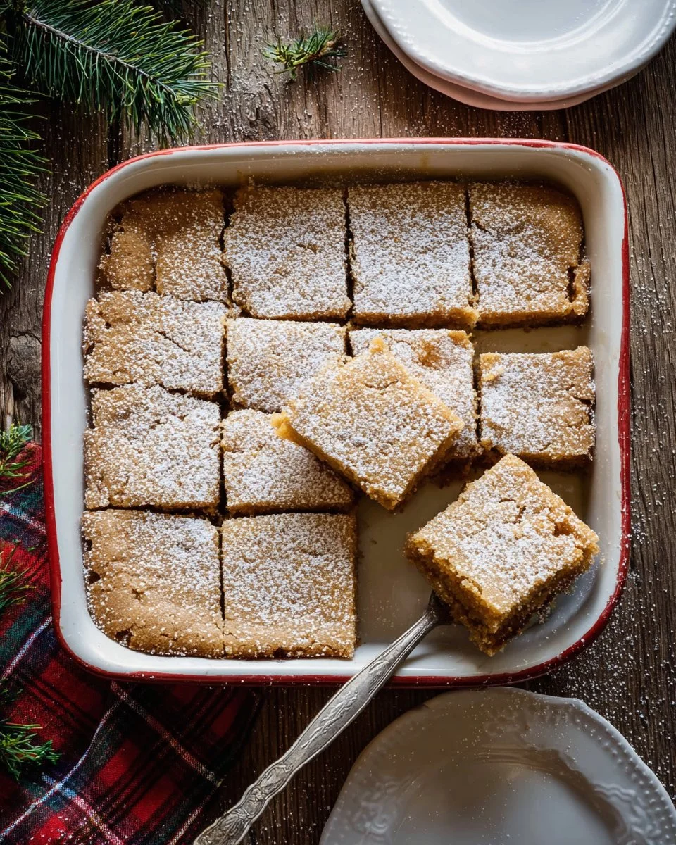 Delicious gingerbread brownies topped with festive icing
