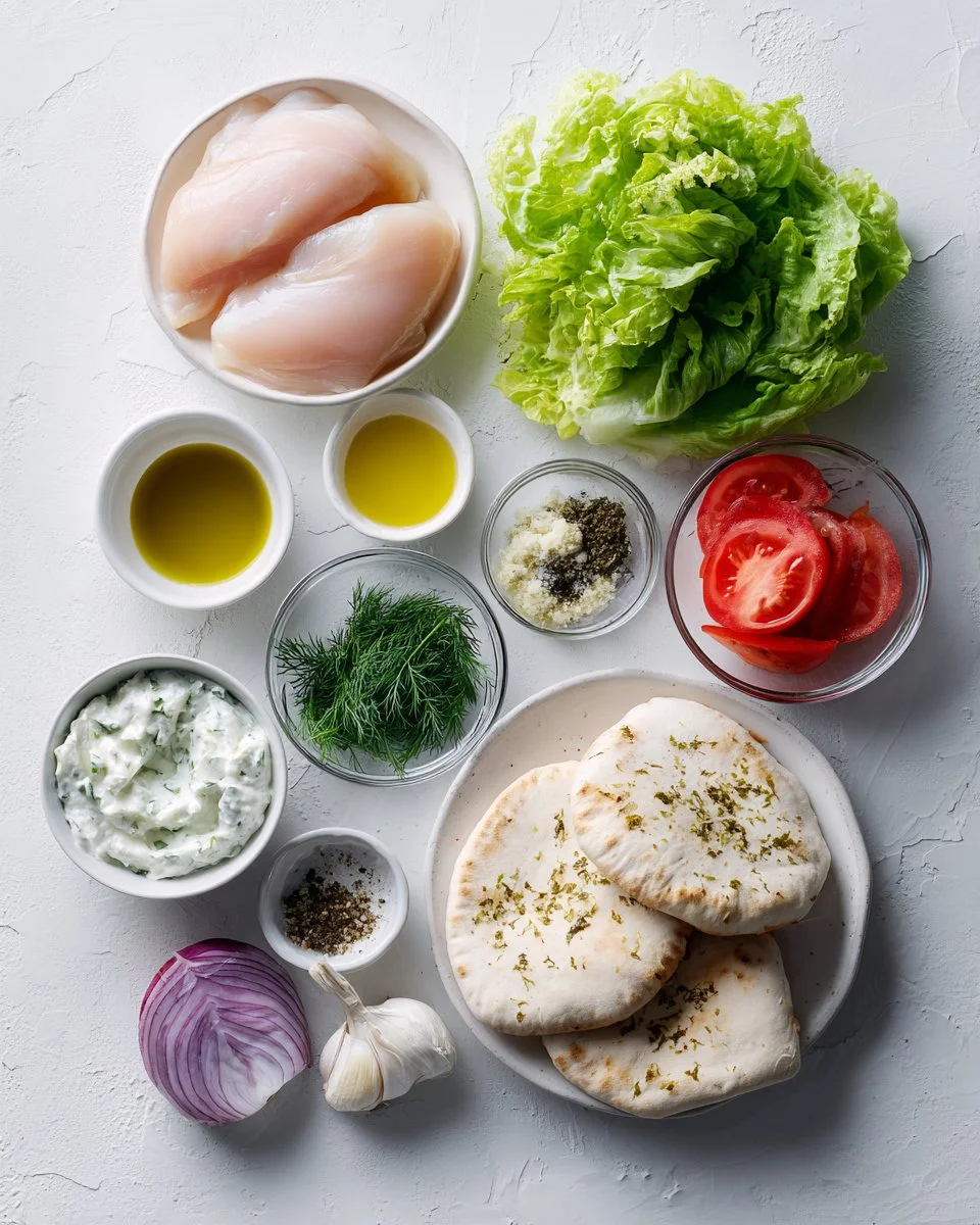 Greek Chicken Pitas with Tzatziki