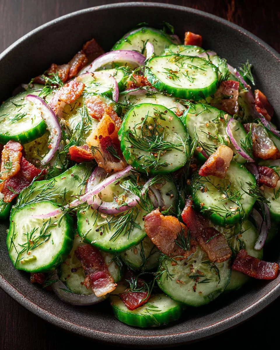 Healthy Cucumber Salad with Bacon