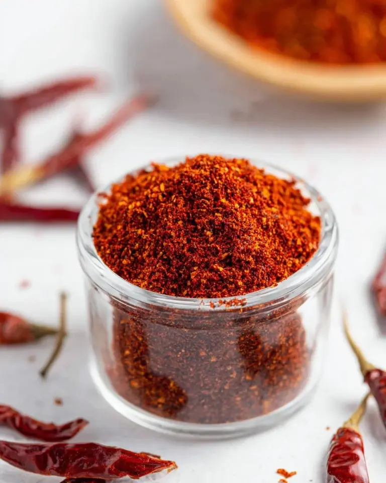 Homemade Thai chili flakes in a jar ready for seasoning dishes.