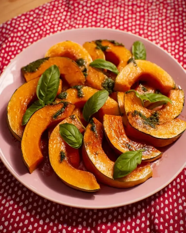 Delicious caramel roasted kabocha squash dish, rich in flavor and color.