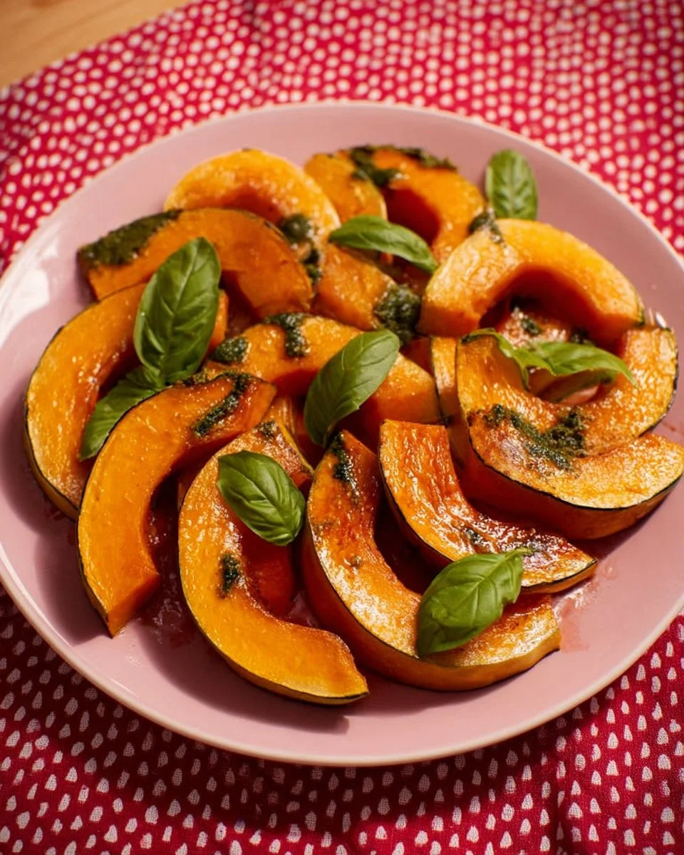 Delicious caramel roasted kabocha squash dish, rich in flavor and color.