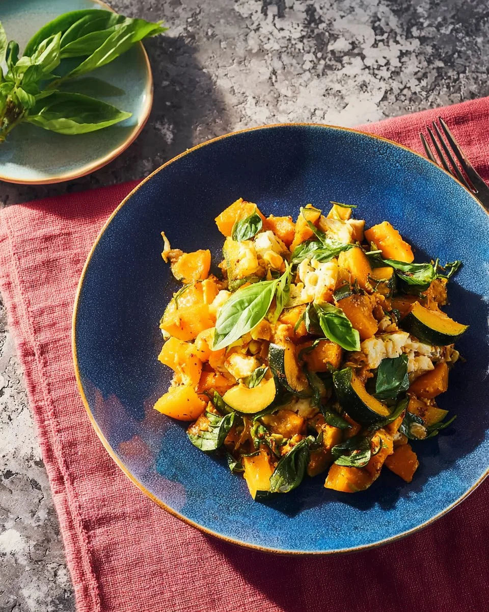 A vibrant Kabocha Squash Stir-Fry with colorful vegetables and spices