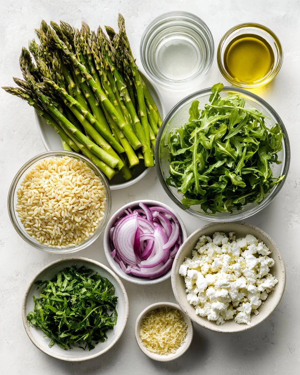 Lemon Orzo Salad with Asparagus, Arugula & Feta