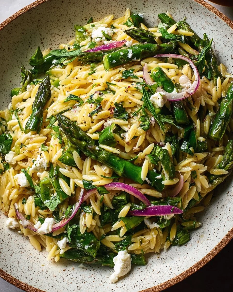 Lemon Orzo Salad with Asparagus, Arugula & Feta