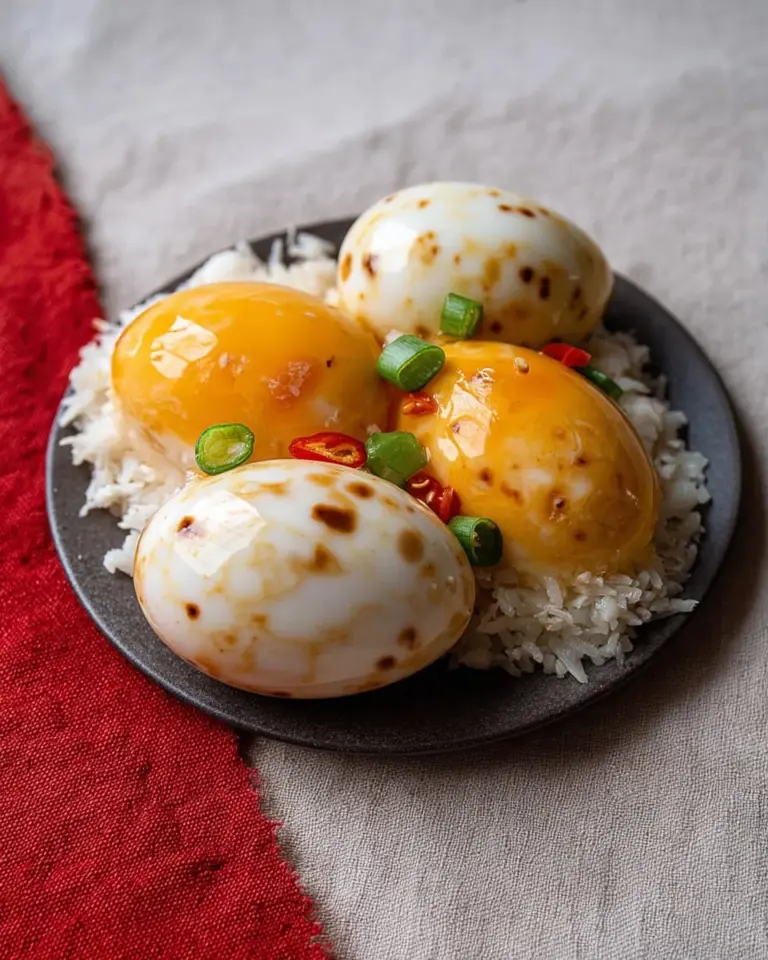 Marble Eggs served with Thai Fish Sauce Dip on a plate