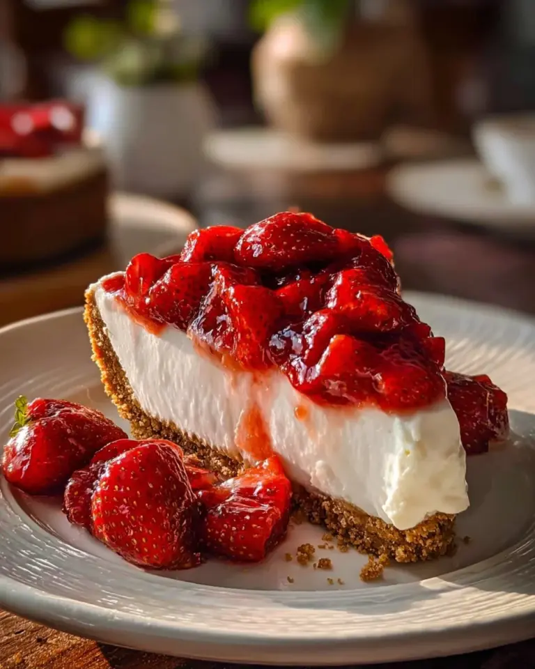 Delicious no-bake strawberry pie with fresh strawberries and creamy filling.