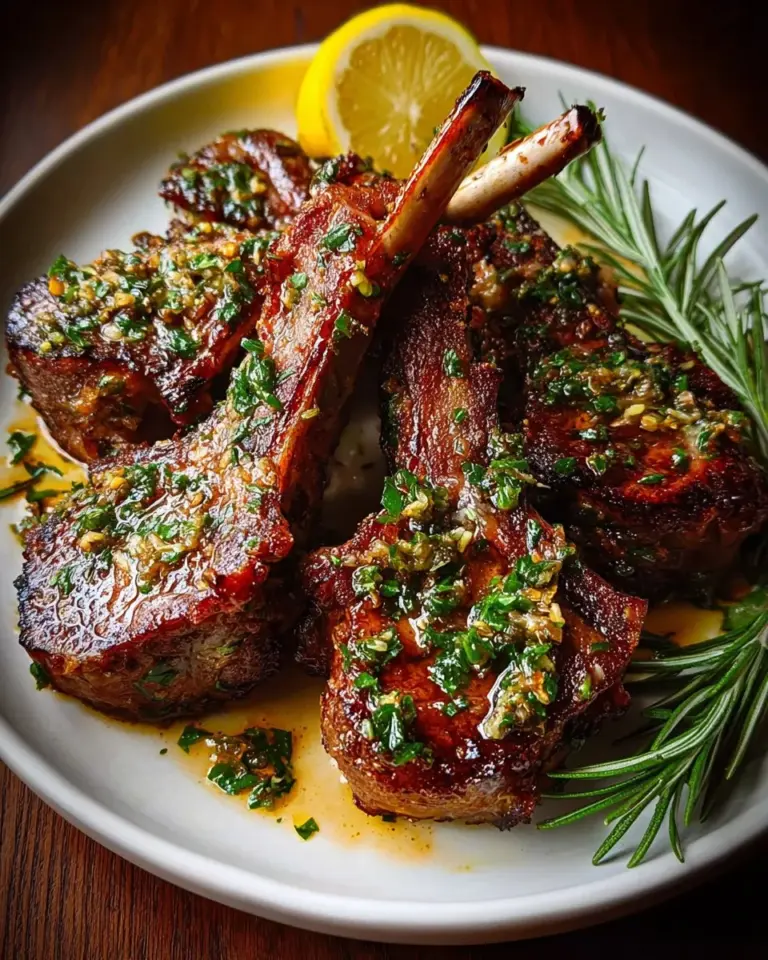 Delicious pan seared lamb chops cooked to perfection on a plate.