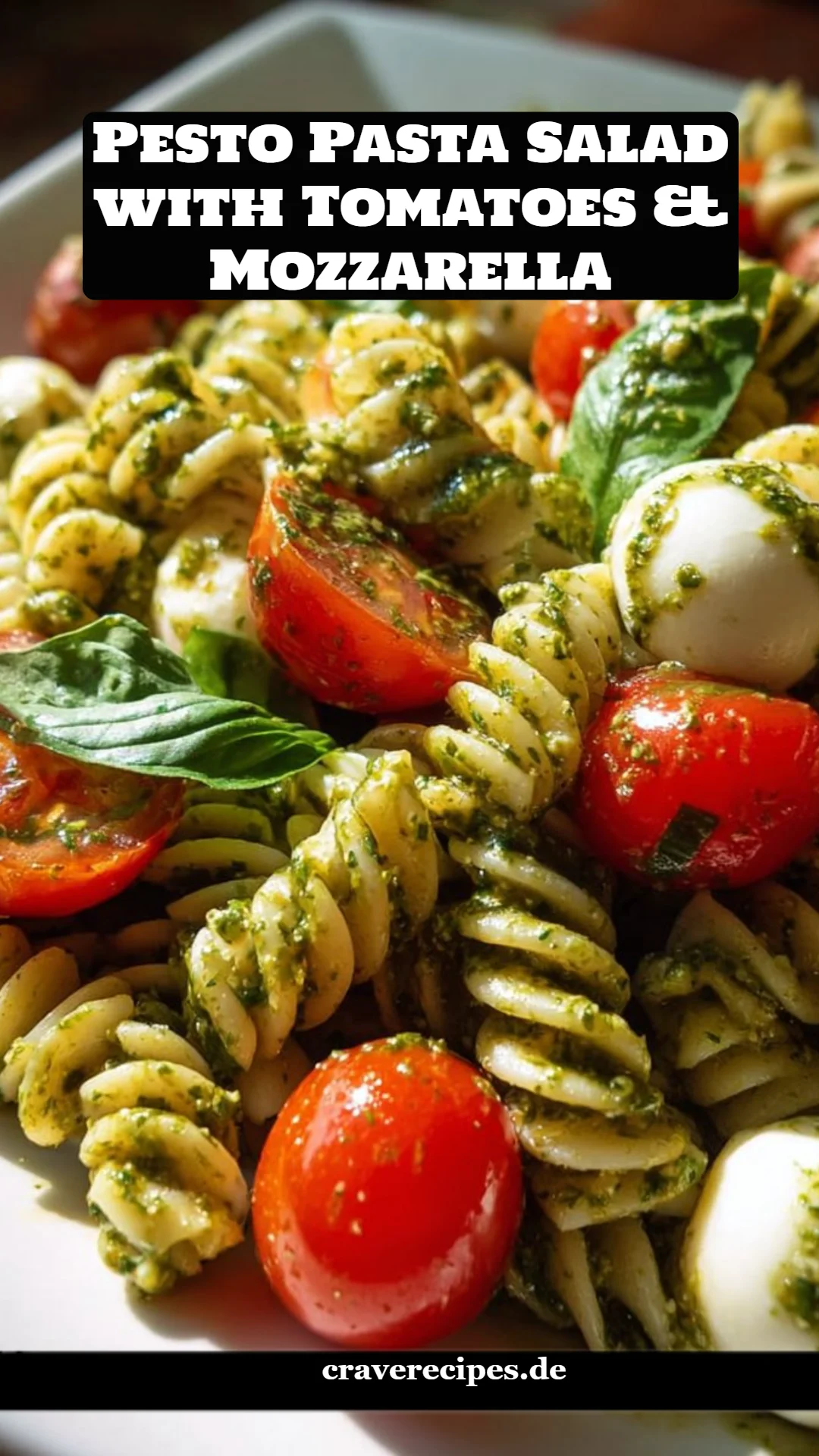 Pesto Pasta Salad with Tomatoes & Mozzarella