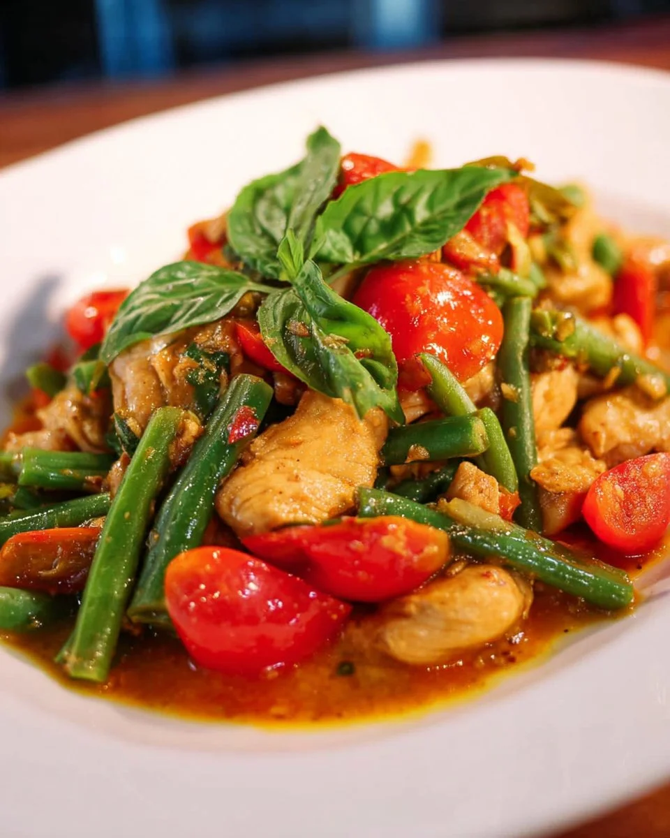 Red Curry Stir Fry with Chicken, vibrant and flavorful stir-fry dish
