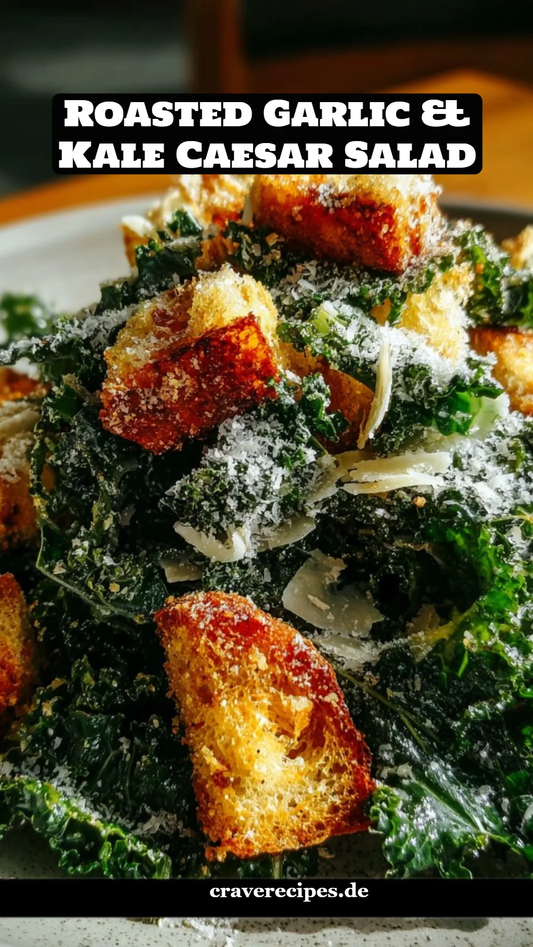 Roasted Garlic & Kale Caesar Salad
