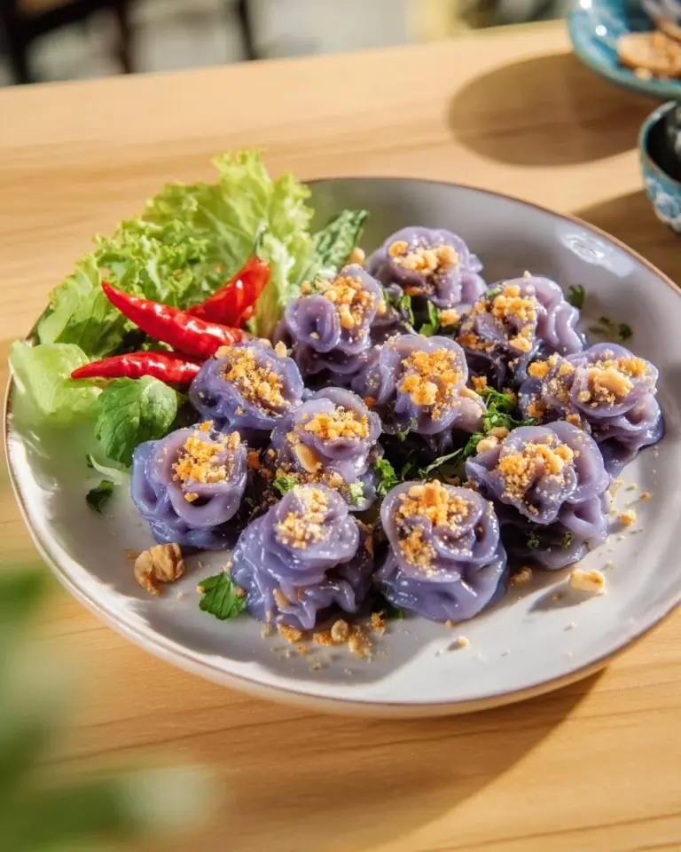 Beautifully crafted Chor Muang, royal flower dumplings from Thailand.