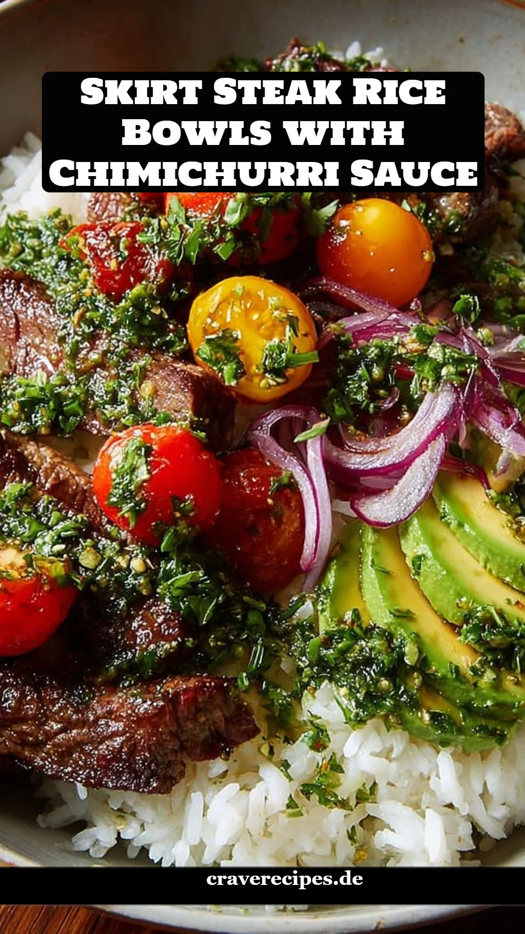 Skirt Steak Rice Bowls with Chimichurri Sauce