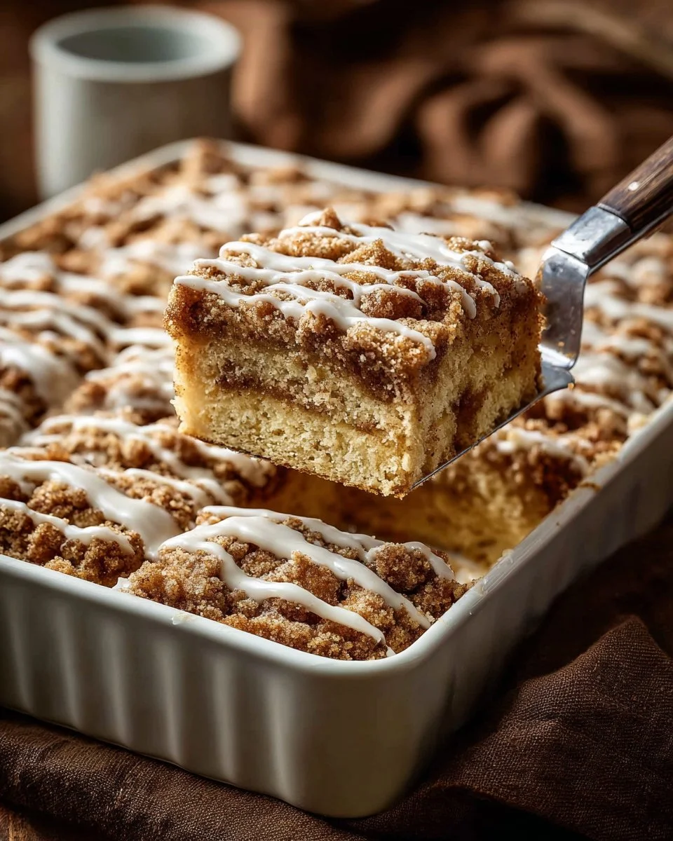 Delicious Snickerdoodle Coffee Cake topped with cinnamon sugar and perfect for coffee