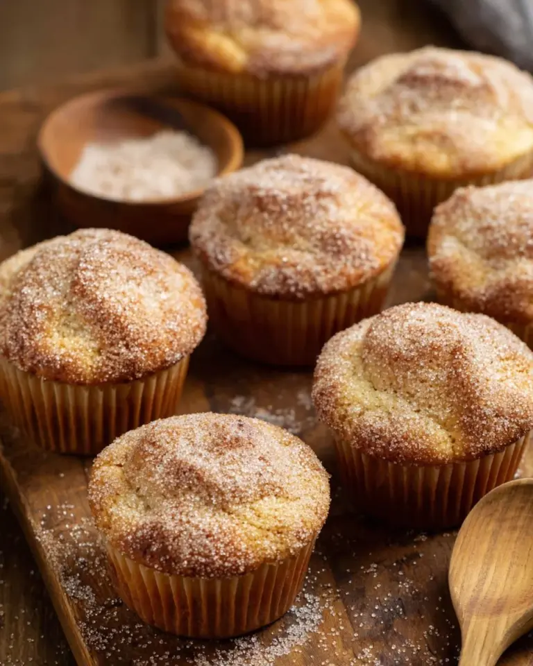 Freshly baked snickerdoodle muffins with cinnamon sugar topping
