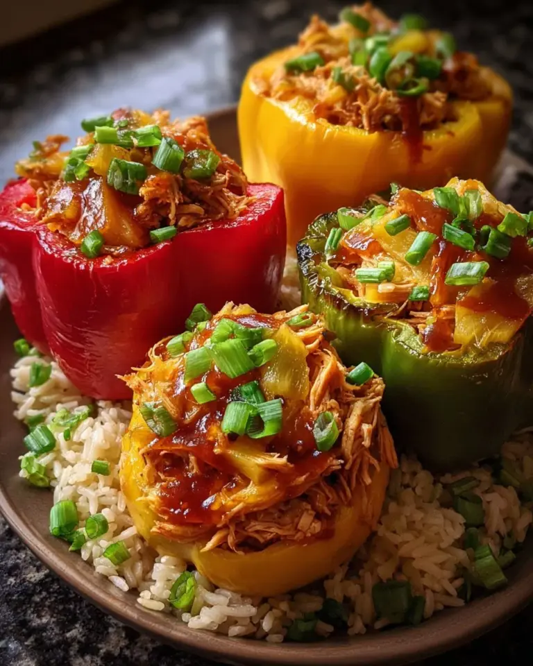 Delicious Teriyaki Pineapple Chicken and Rice Stuffed Peppers recipe