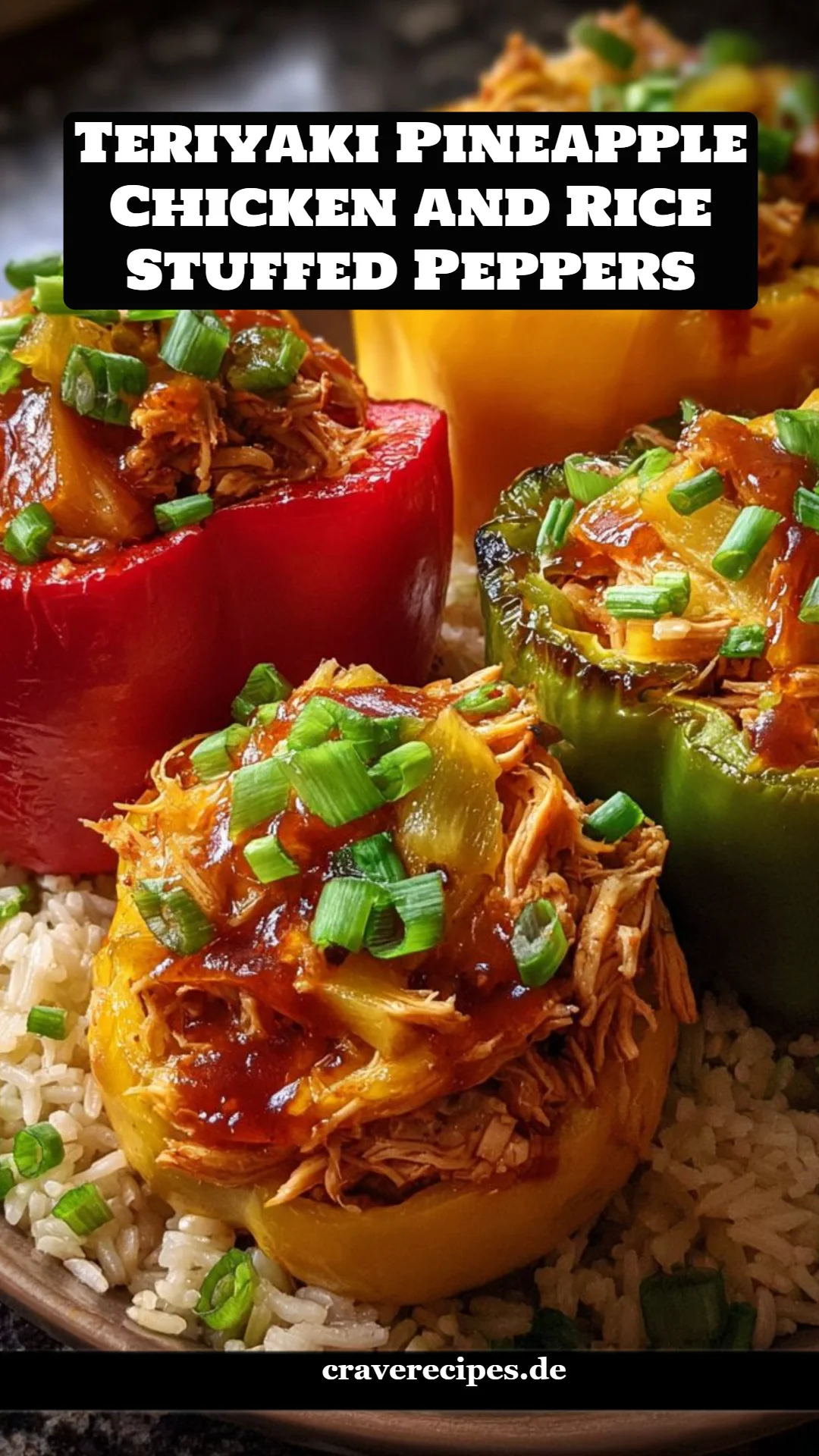 Teriyaki Pineapple Chicken and Rice Stuffed Peppers