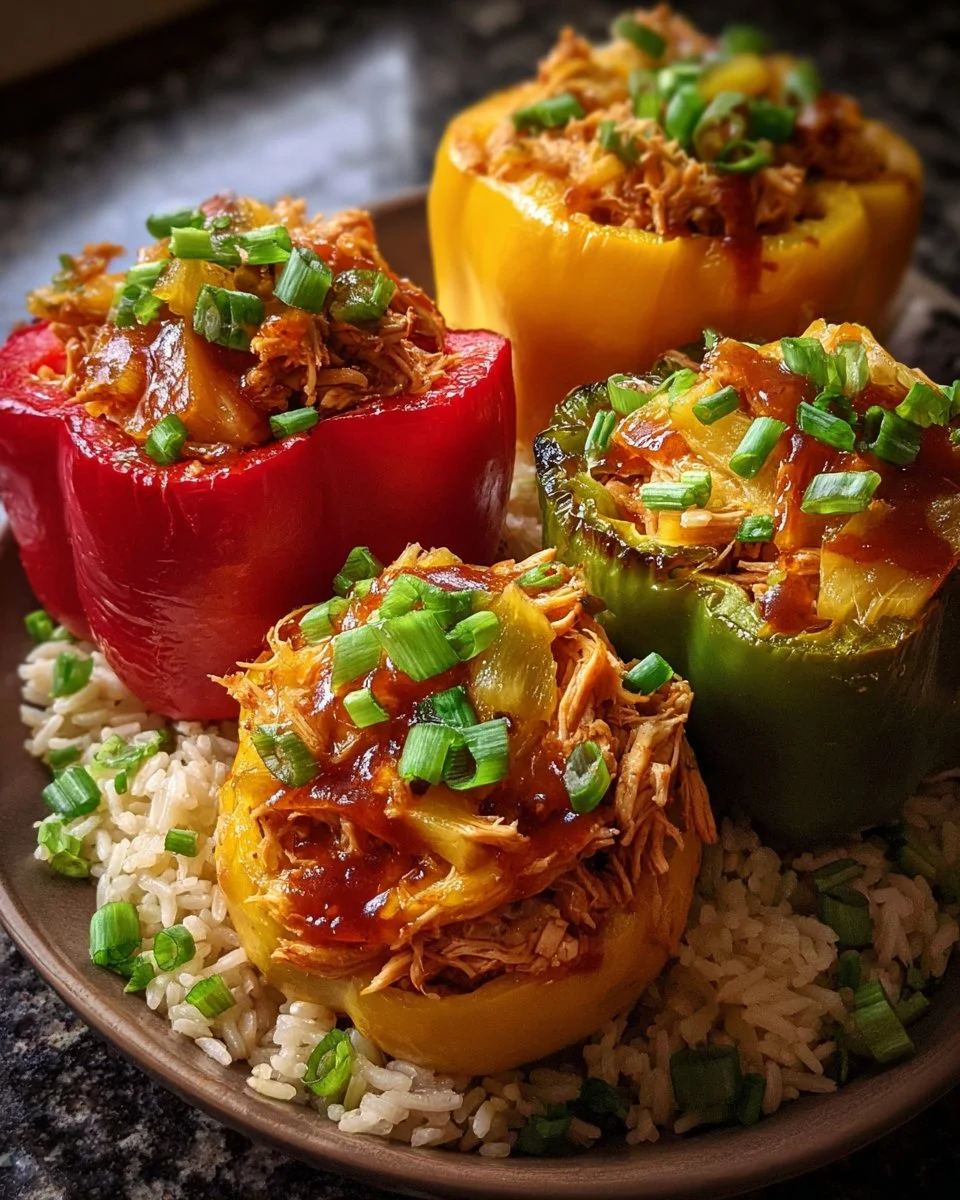 Teriyaki Pineapple Chicken and Rice Stuffed Peppers