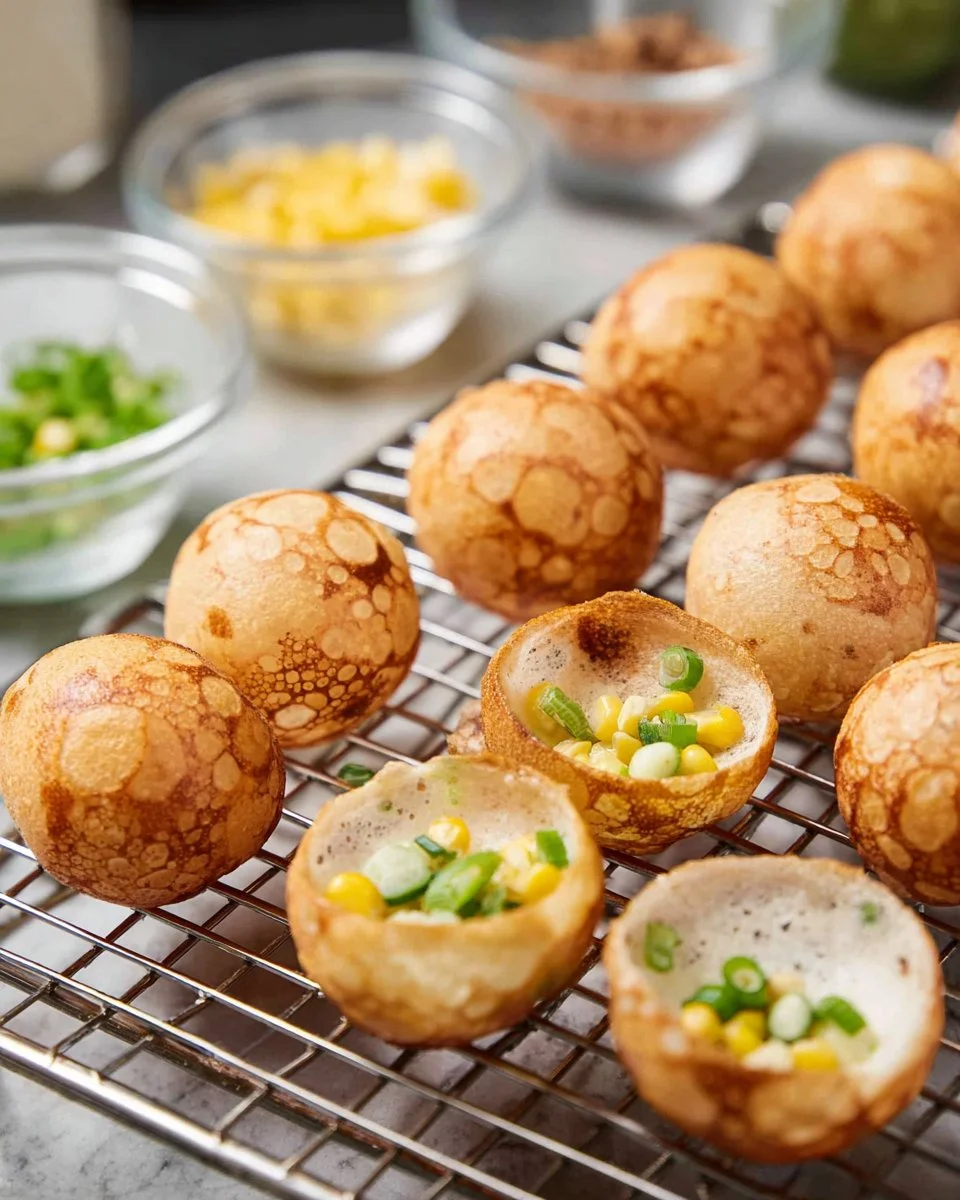 Delicious Thai Coconut Pancakes Kanom Krok served on a plate