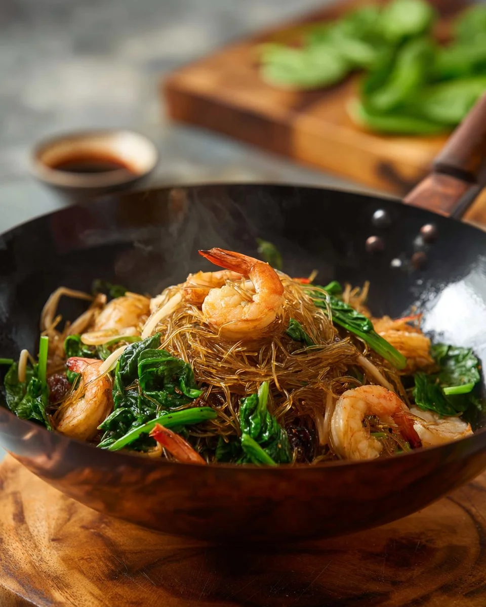 Thai Shrimp and Glass Noodles | Goong Ob Woonsen Recipe