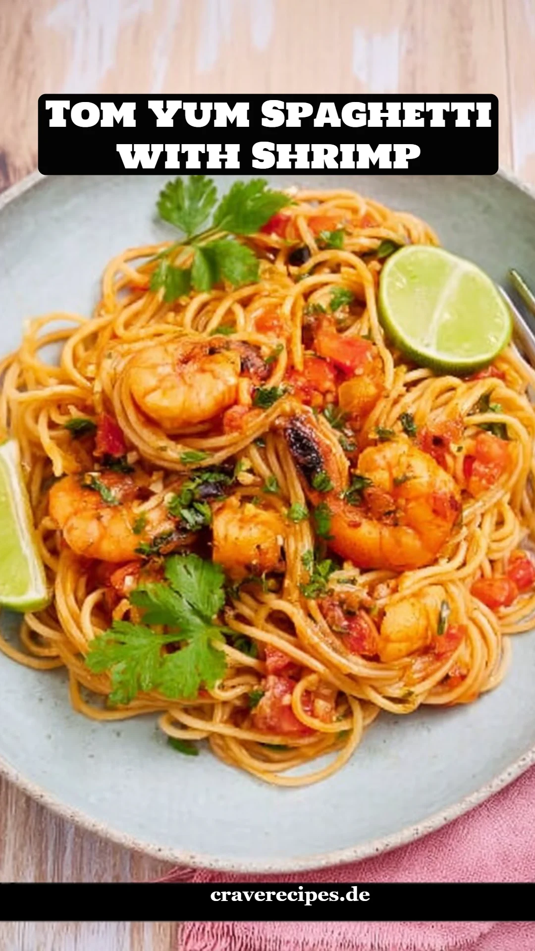 Tom Yum Spaghetti with Shrimp