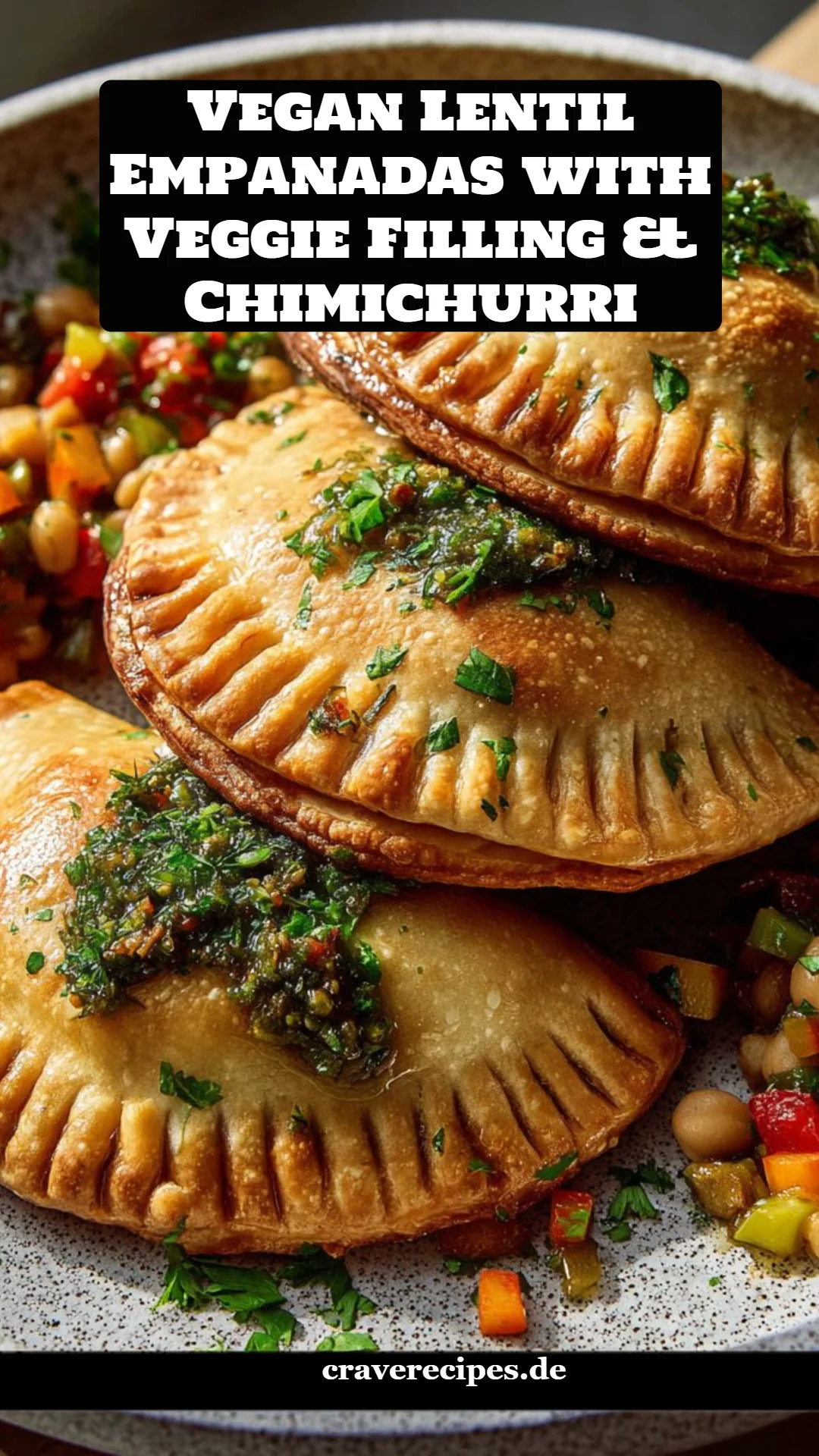 Vegan Lentil Empanadas with Veggie Filling & Chimichurri