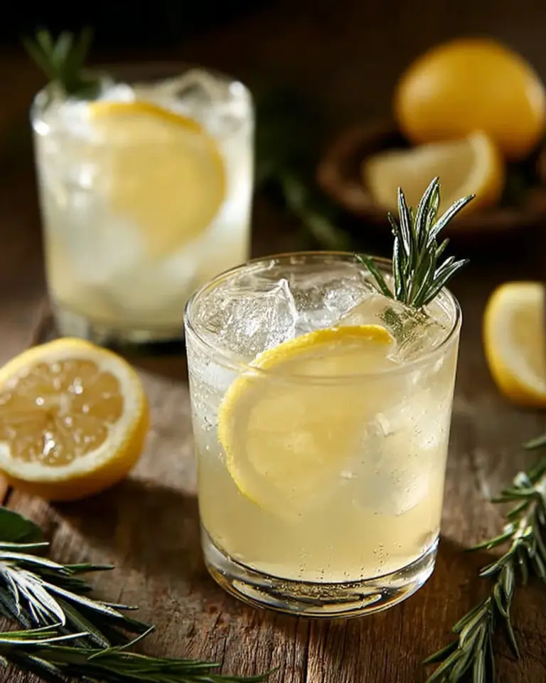 Refreshing white wine spritzer served in a glass with ice and lemon slices.