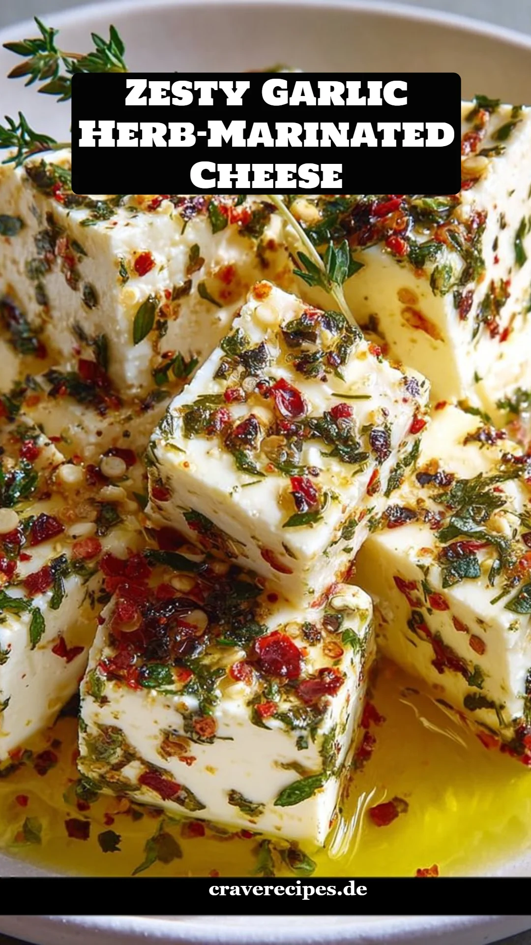 Zesty Garlic Herb-Marinated Cheese