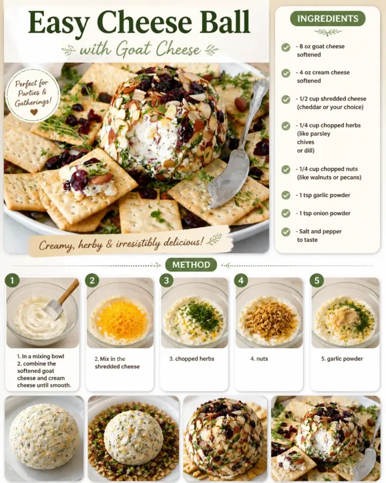Delicious easy cheese ball recipe made with creamy goat cheese for appetizers