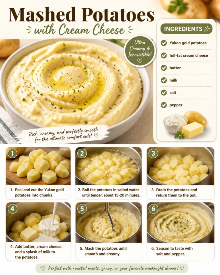 Delicious mashed potatoes with cream cheese served in a bowl