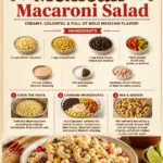 Colorful bowl of Mexican Macaroni Salad with fresh vegetables and spices