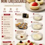 Delicious mini cheesecakes displayed on a dessert table.