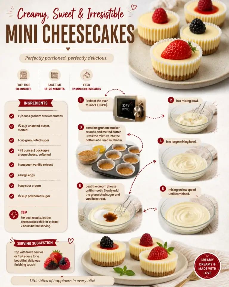 Delicious mini cheesecakes displayed on a dessert table.