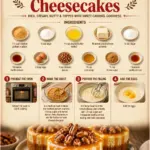 Delicious mini pecan pie cheesecakes topped with caramel and pecans