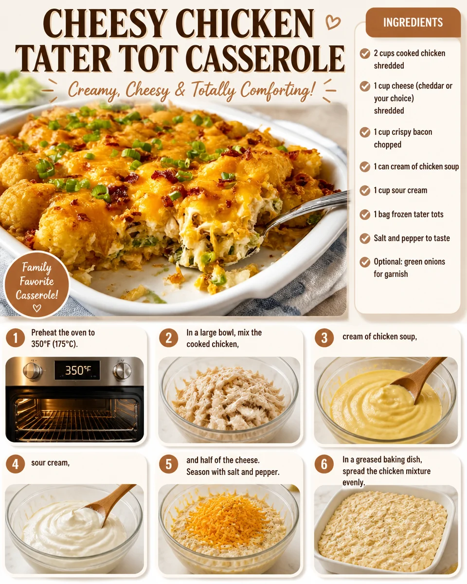 Cheesy Chicken Tater Tot Casserole