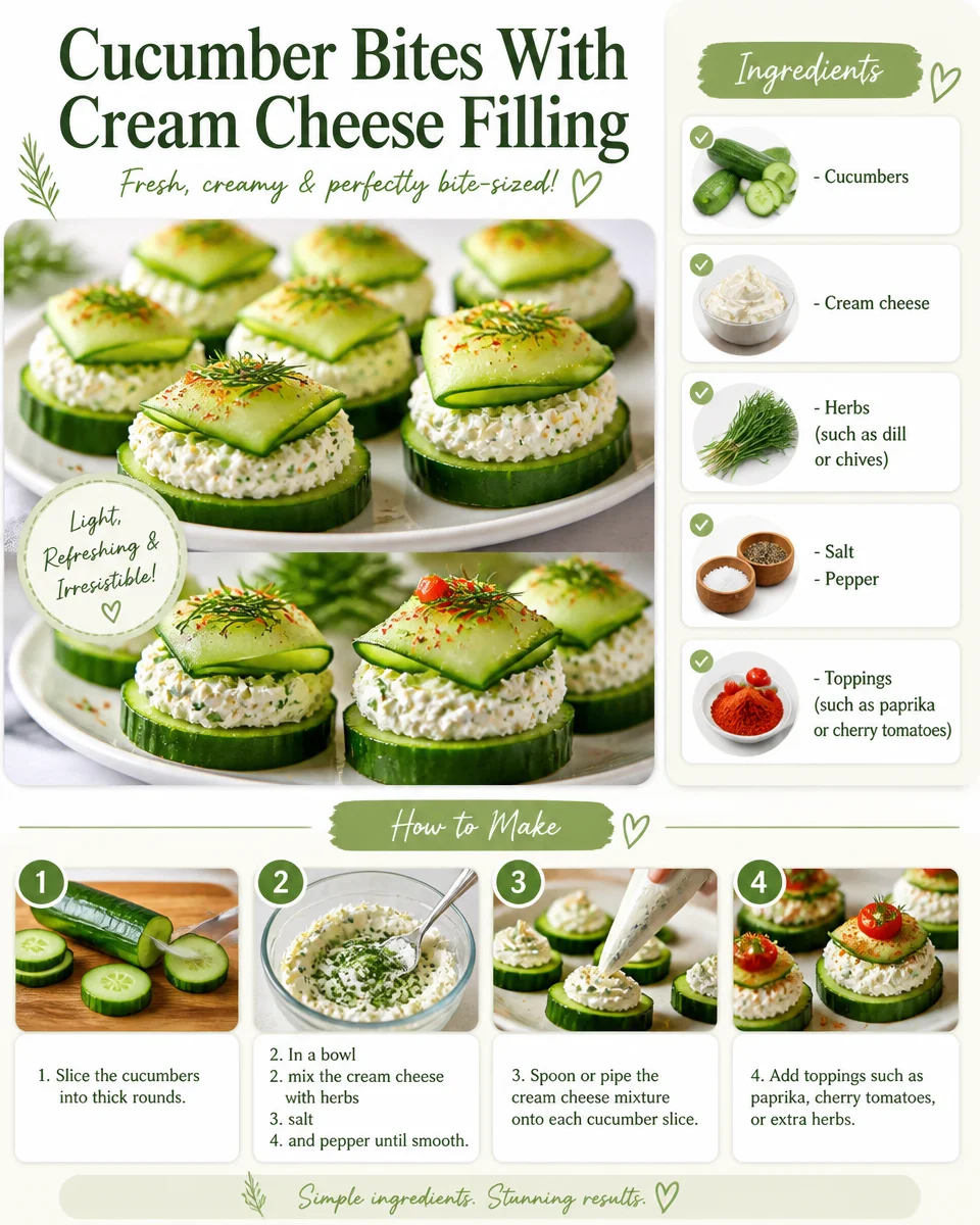 Cucumber Bites With Cream Cheese Filling