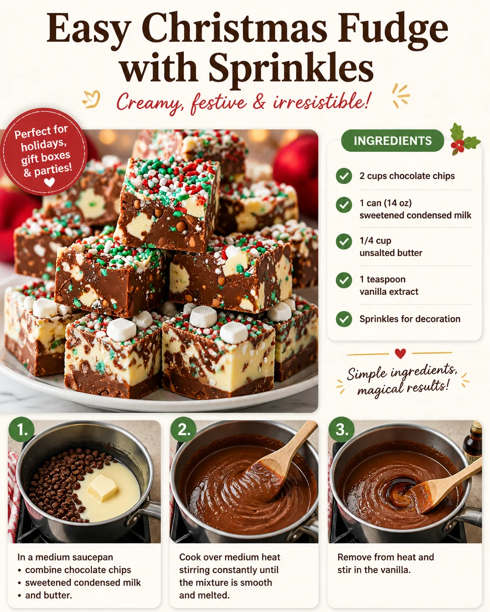 Easy Christmas Fudge with Sprinkles